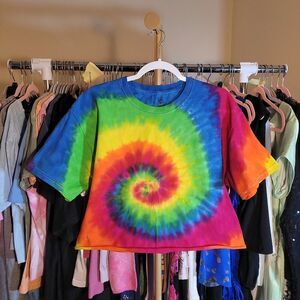 Women's Multi Tie-Dye Crop-top T-Shirt Size Large